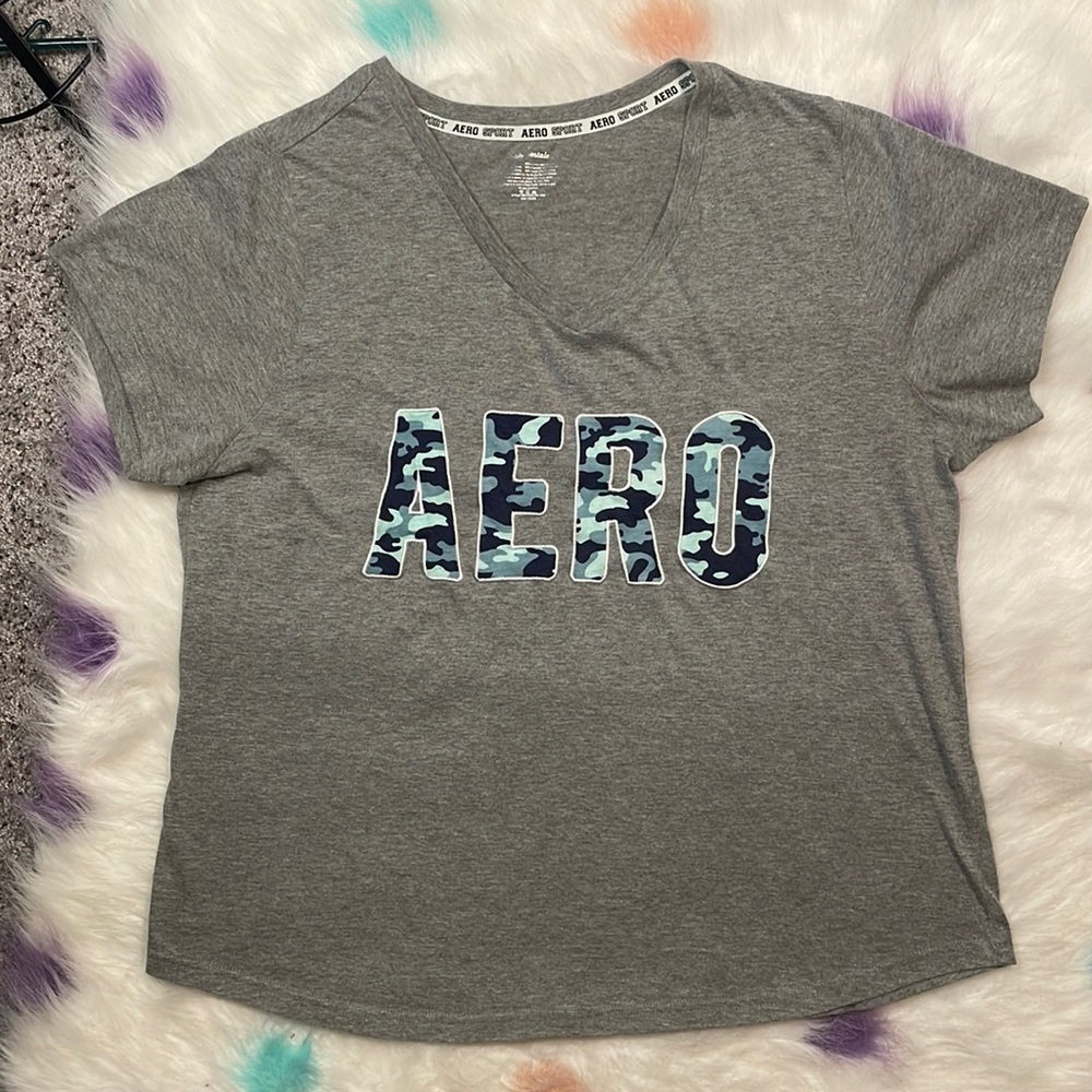 Aeropostale Sport Woman’s Grey Short Sleeve Shirt Size 1X‎